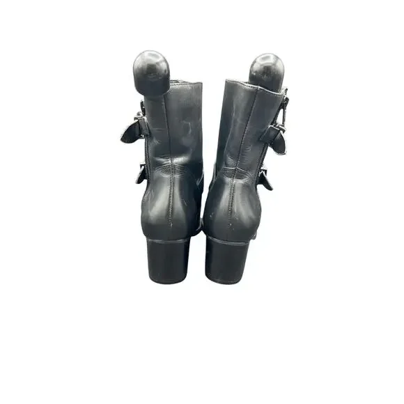 🔥 Harley-Davidson 7.5M Black Leather Harness Moto Biker Boots Chunky Heel Y2K - Picture 7 of 8